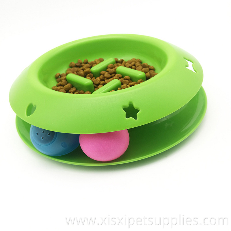 Cats Interactive Play Stimulating Ball Track Toy with 5 animals' voice Slow Feeder Bowl for cat